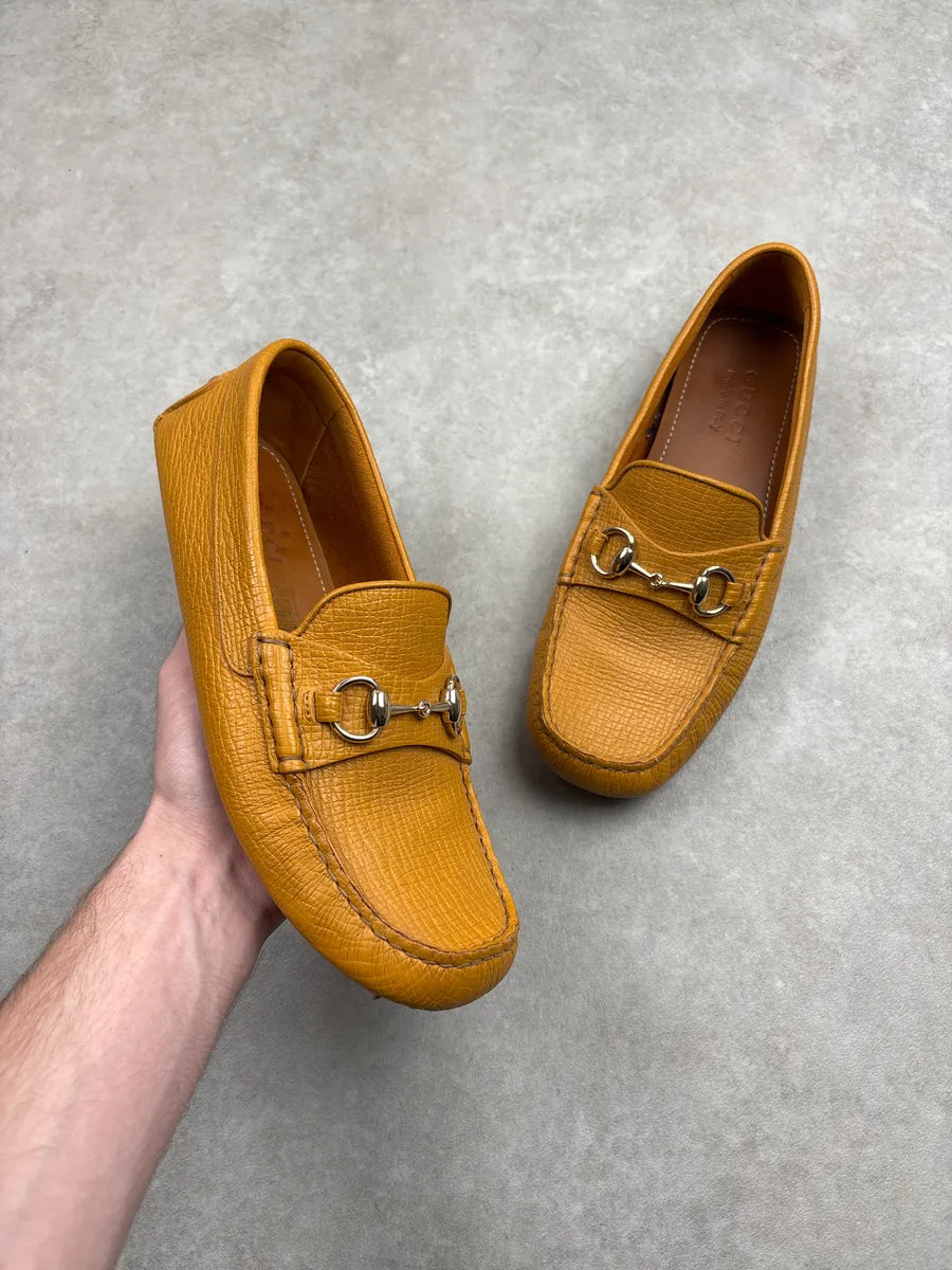 Gucci Mustard Leather Horsebit Driving Shoes dPAzhFJi 0