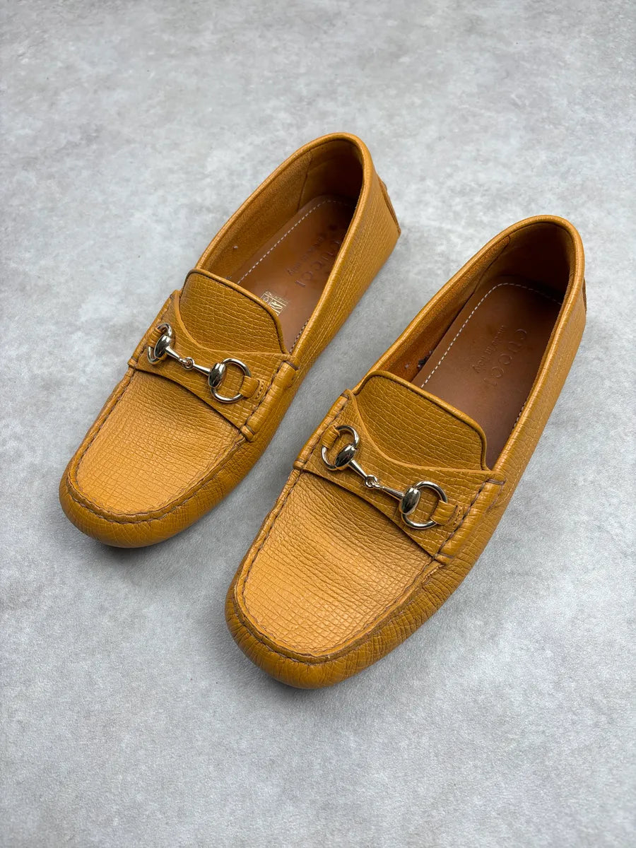 Gucci Mustard Leather Horsebit Driving Shoes dPAzhFJi 2