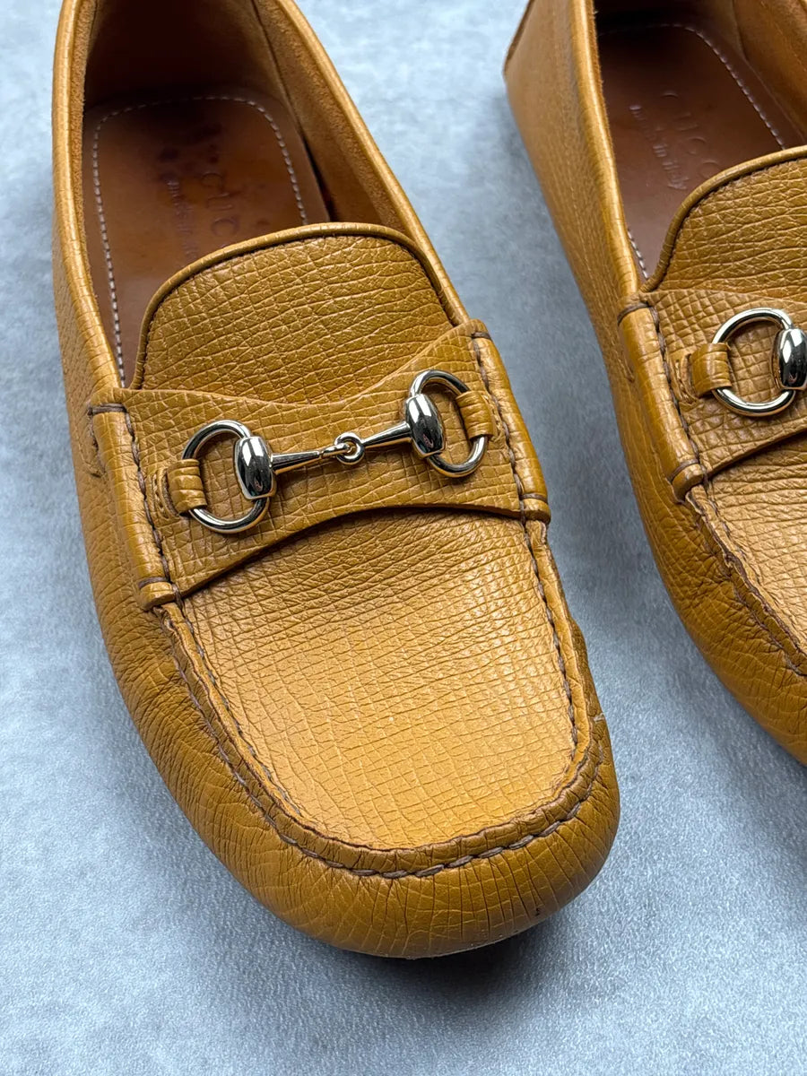 Gucci Mustard Leather Horsebit Driving Shoes dPAzhFJi 8