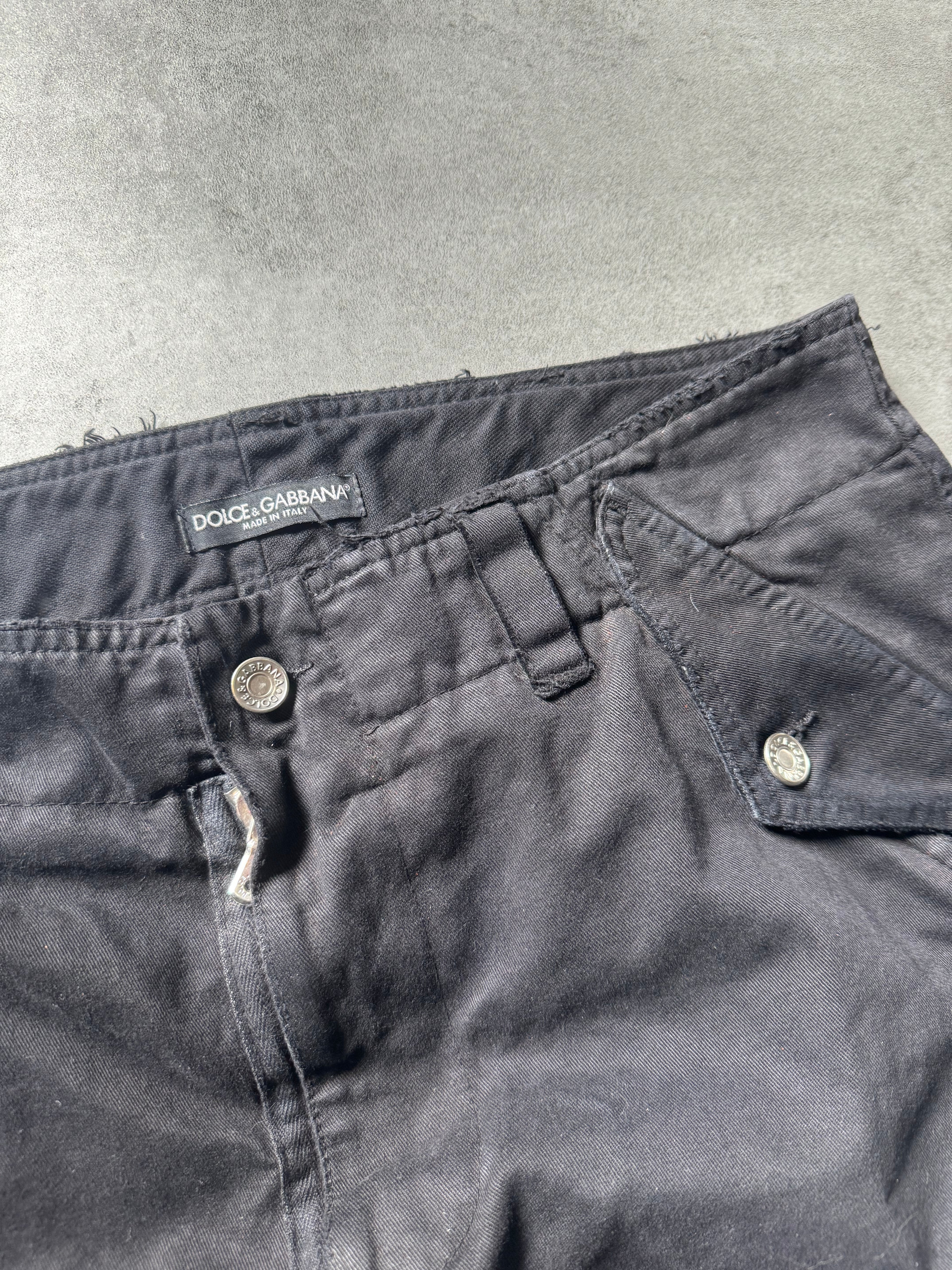 AW2002 Dolce & Gabbana Multi Zips Cargo Black Pants  (L) - 8