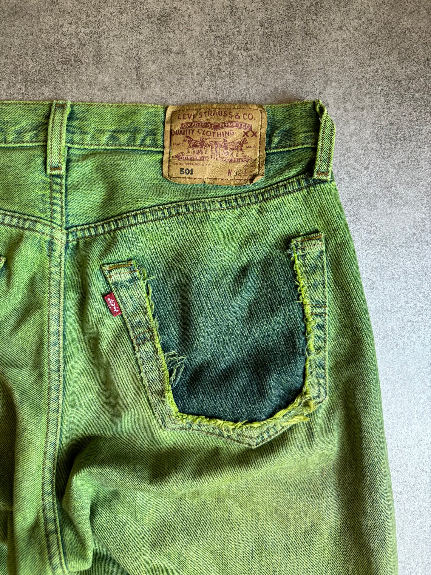 Levi's 501 Acid Green Worker Pants  (M) - 3