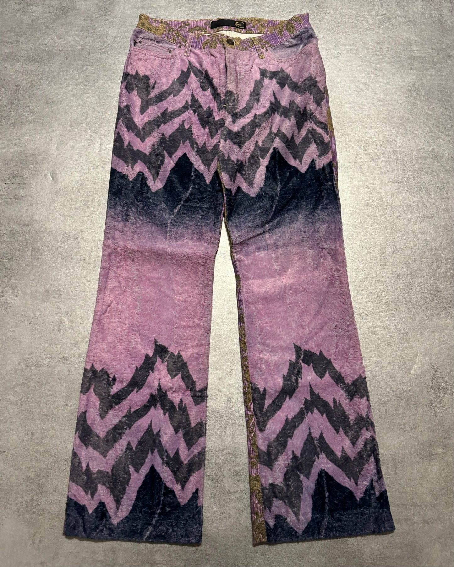 SS2005 Cavalli Mountain Peninsula Purple Relaxed Pants (S) - 1