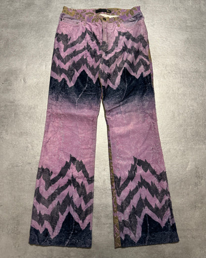 SS2005 Cavalli Mountain Peninsula Purple Relaxed Pants (S) - 1