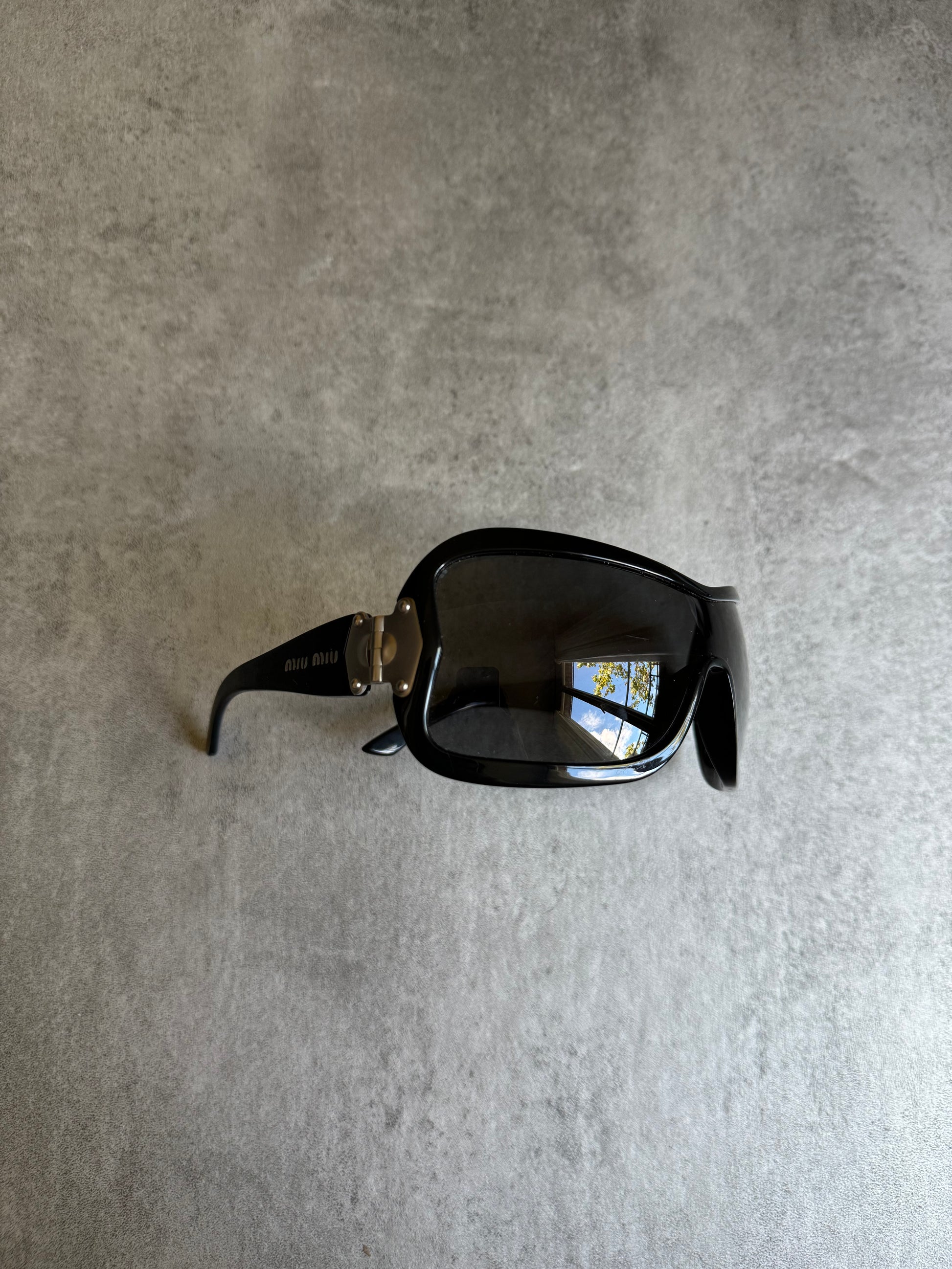 MiuMiu Black Silver Frame Avant-Garde Sunglasses (OS) - 6