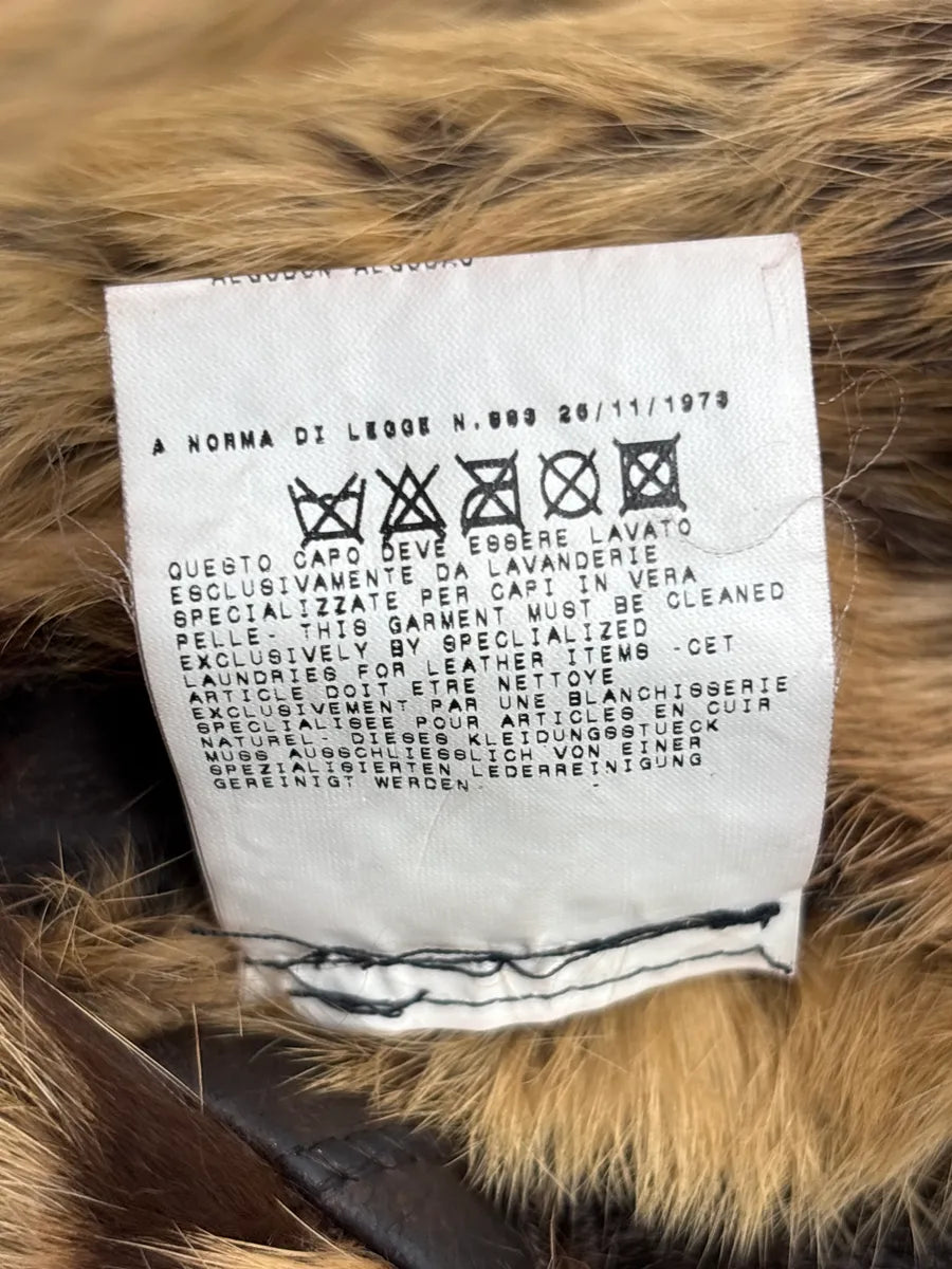 AW2005 Roberto Cavalli Dark Brown Leather Rabbit Fur Patchwork Double-Breasted Coat dWDODtlq 12