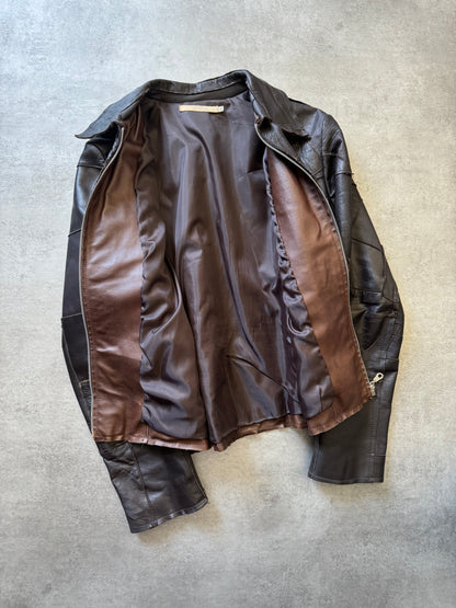 2000s Imperial Brown Patchwork Leather Jacket (S) - 7