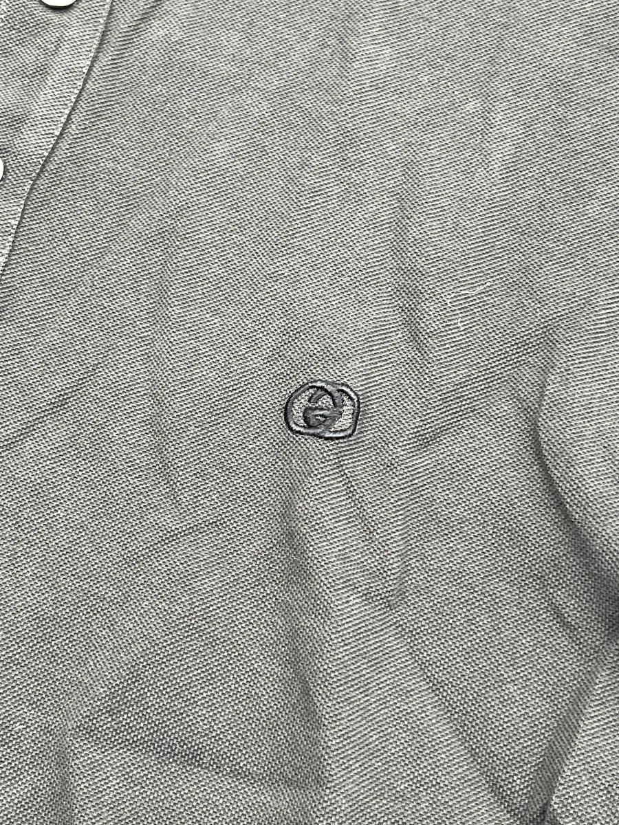 2000s Gucci Dark Grey Embroidered Tipped Collar Polo daXVtyLI 8