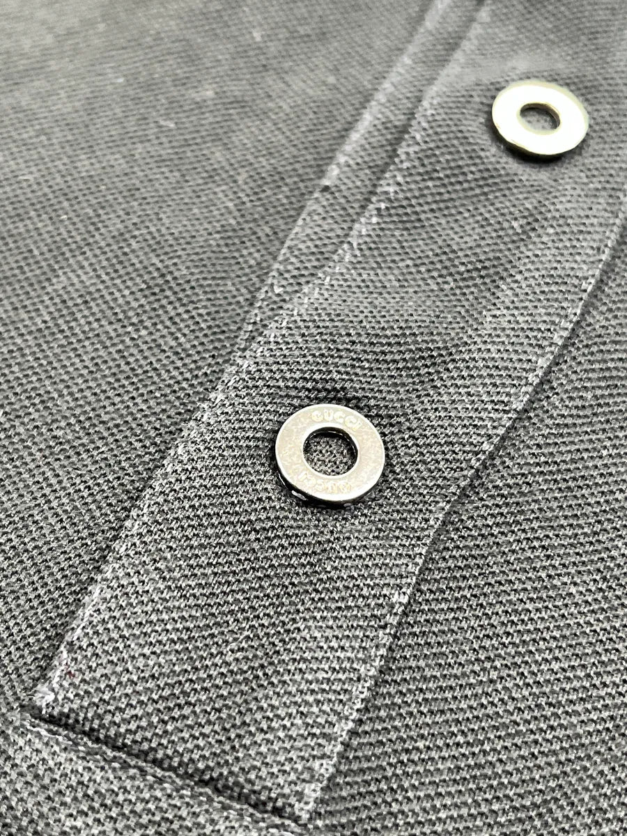 2000s Gucci Dark Grey Embroidered Tipped Collar Polo daXVtyLI 9