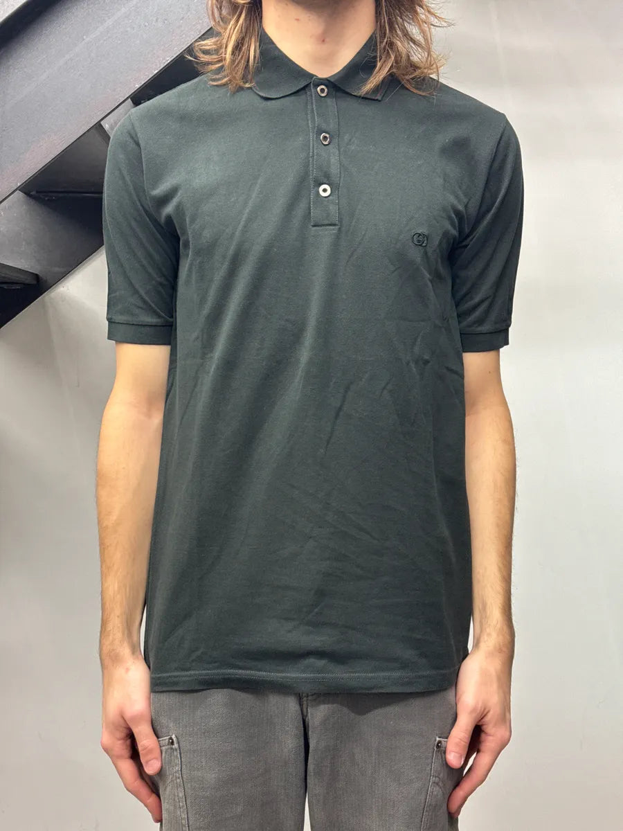 2000s Gucci Dark Grey Embroidered Tipped Collar Polo daXVtyLI 1