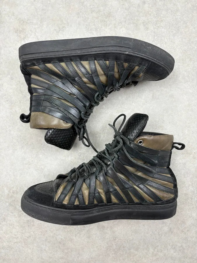 Damir Doma Black Leather Suede Lace-Up High Sneakers HQRTeMA 3