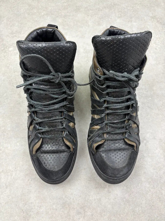 Damir Doma Black Leather Suede Lace-Up High Sneakers HQRTeMA 1