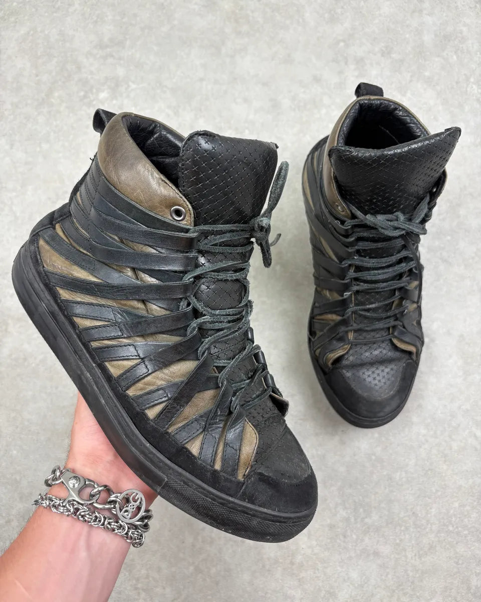 Damir Doma Black Leather Suede Lace-Up High Sneakers HQRTeMA 0