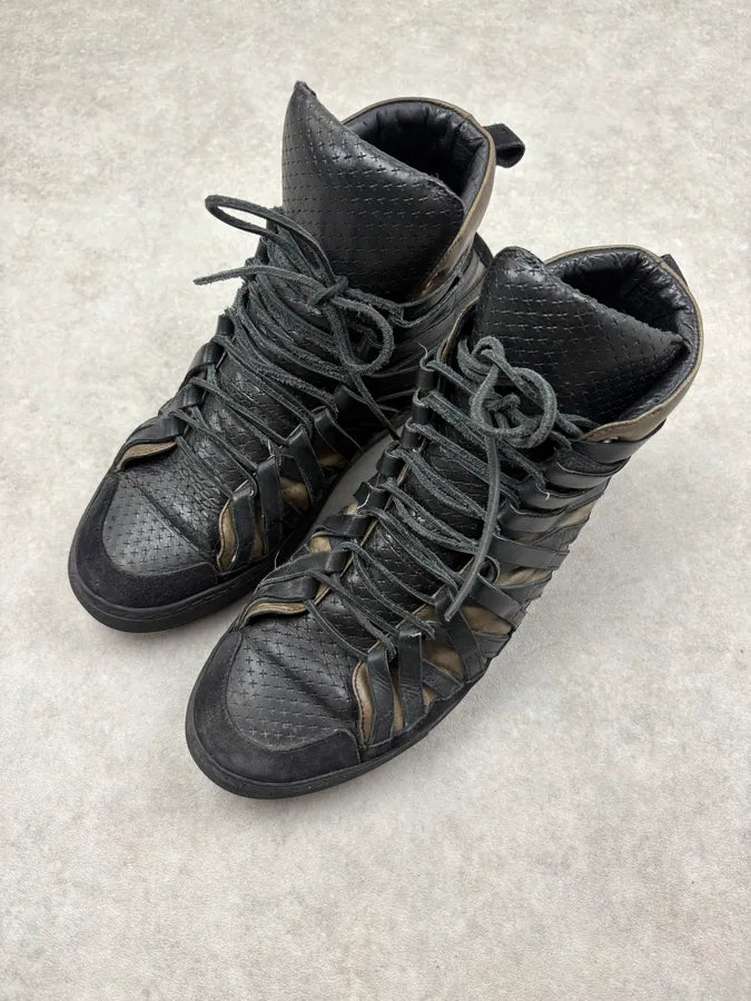Damir Doma Black Leather Suede Lace-Up High Sneakers HQRTeMA 2