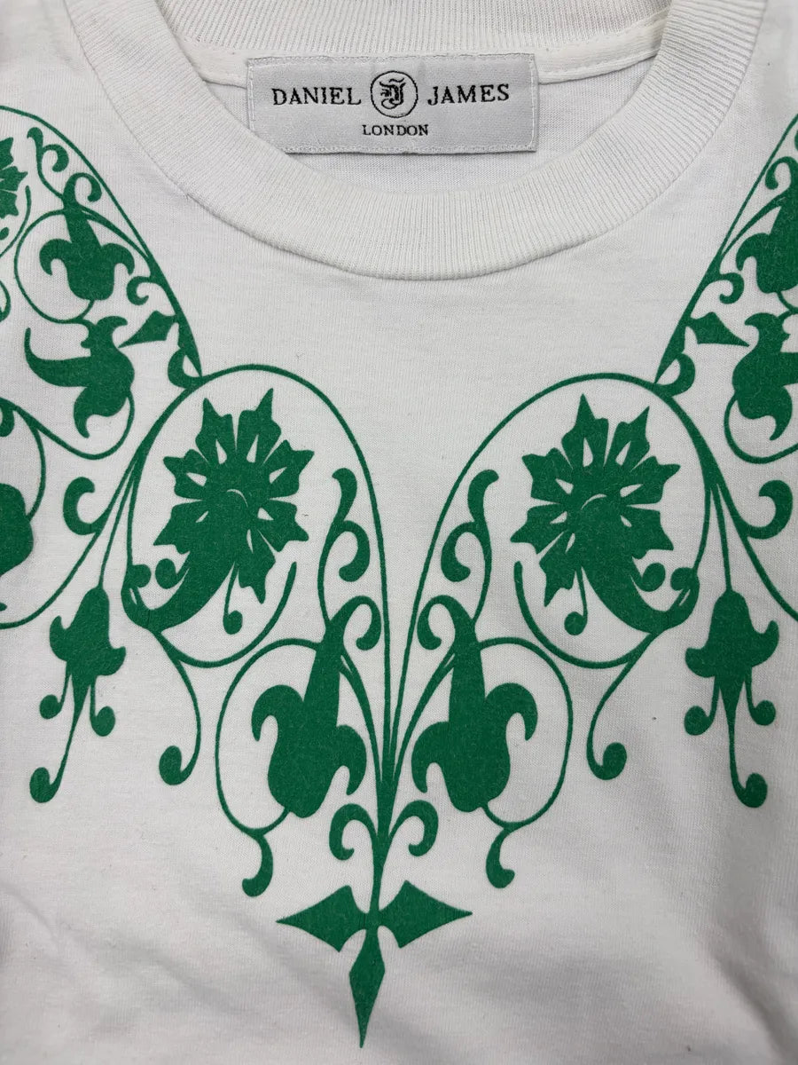 Daniel James London White T-shirt Green Flower Print QVRKCEn 5