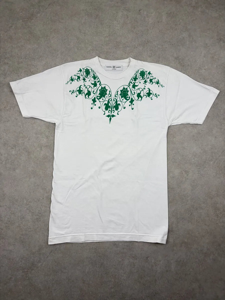Daniel James London White T-shirt Green Flower Print QVRKCEn 0