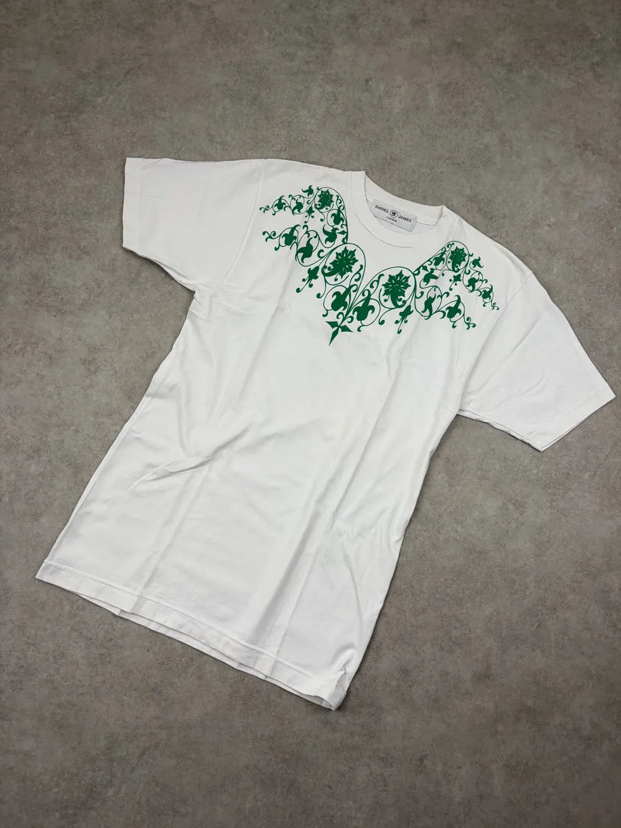 Daniel James London White T-shirt Green Flower Print QVRKCEn 3