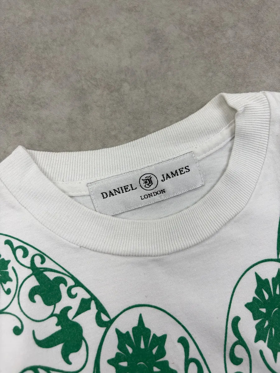 Daniel James London White T-shirt Green Flower Print QVRKCEn 4