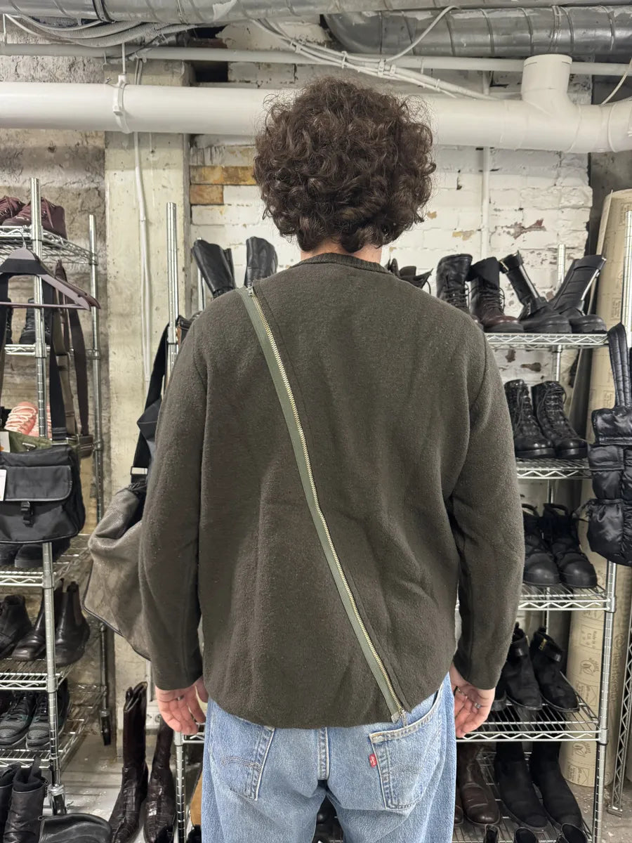Daniele Alessandrini Asymmetrical Full Zip Brown Wool Sweater (M) 3