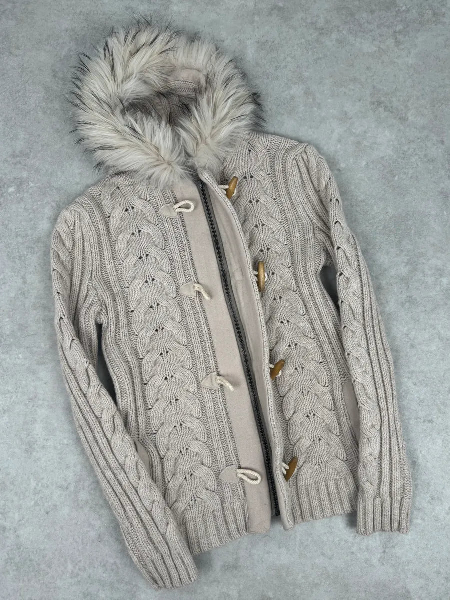 Daniele Alessandrini Beige Torsade Wool Faux Fur Sweater ZjegslS 4