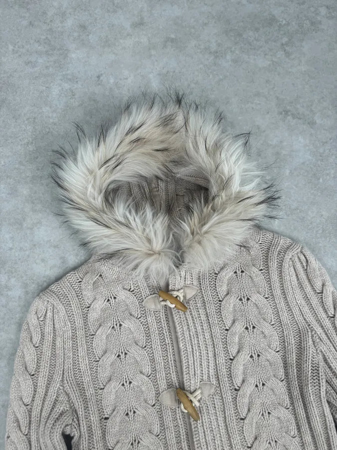 Daniele Alessandrini Beige Torsade Wool Faux Fur Sweater ZjegslS 3