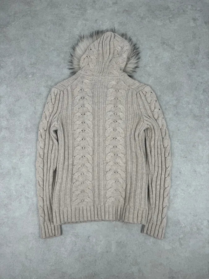 Daniele Alessandrini Beige Torsade Wool Faux Fur Sweater ZjegslS 6