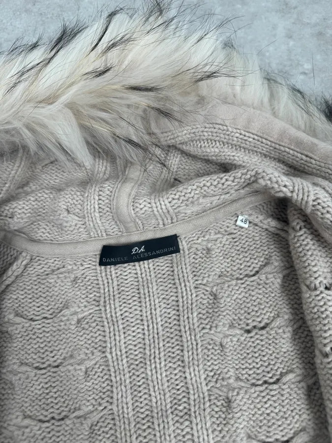 Daniele Alessandrini Beige Torsade Wool Faux Fur Sweater ZjegslS 8