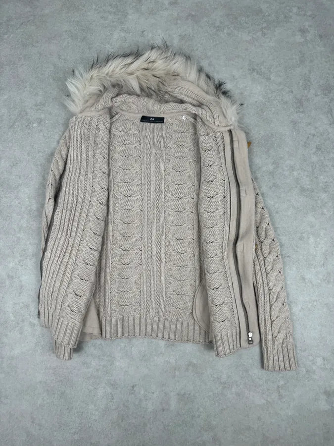 Daniele Alessandrini Beige Torsade Wool Faux Fur Sweater ZjegslS 7