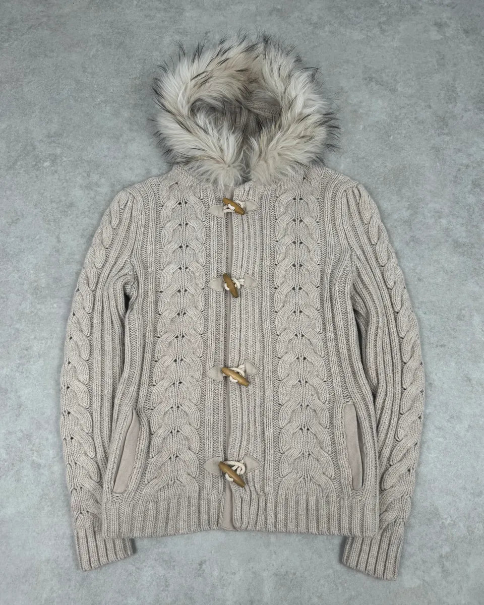 Daniele Alessandrini Beige Torsade Wool Faux Fur Sweater ZjegslS 0