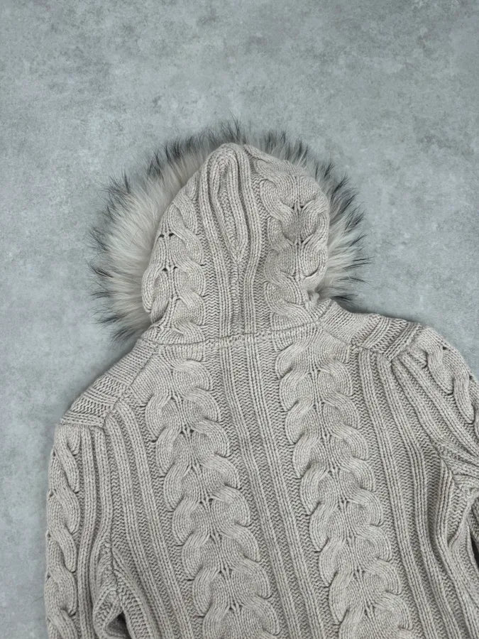 Daniele Alessandrini Beige Torsade Wool Faux Fur Sweater ZjegslS 5