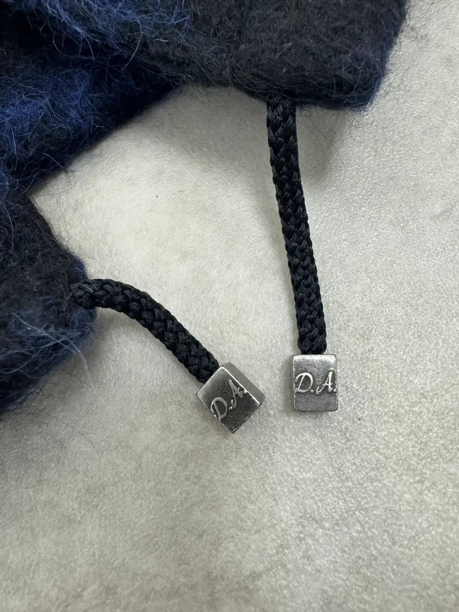 Daniele Alessandrini Black & Blue Striped Wool Hooded Jacket drtoNYF 7