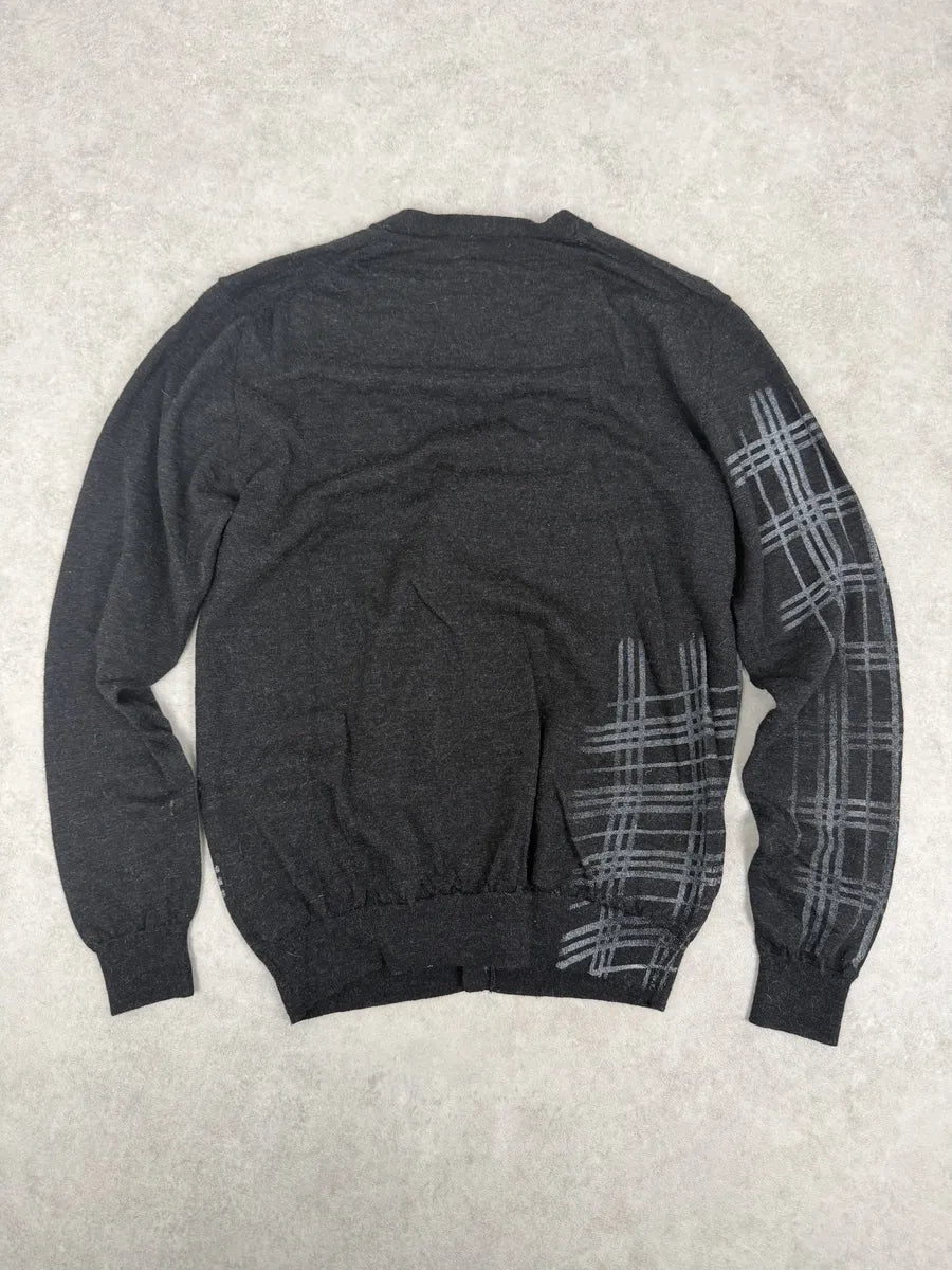 Daniele Alessandrini Black & Grey Wool Geometrical Cardigan EHBAxsT 1