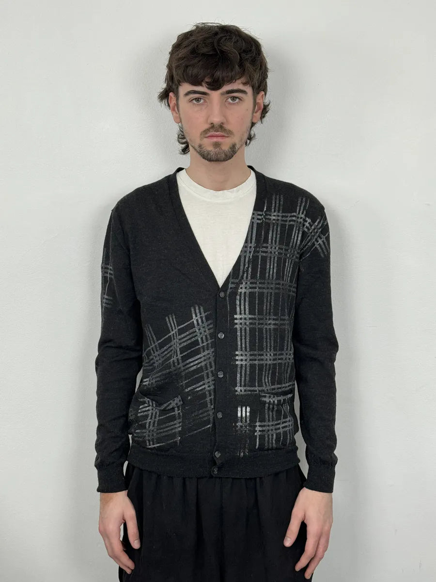 Daniele Alessandrini Black & Grey Wool Geometrical Cardigan EHBAxsT 2