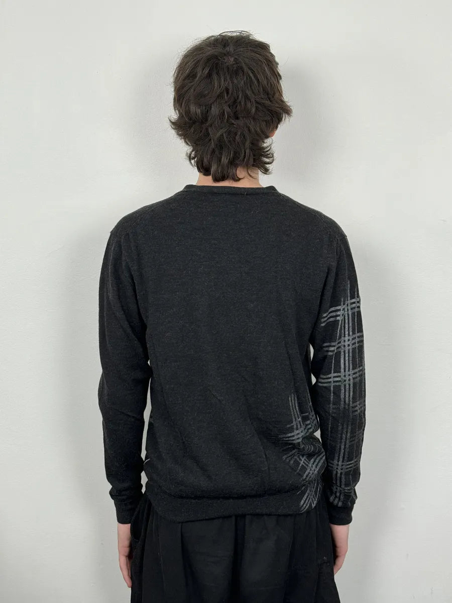 Daniele Alessandrini Black & Grey Wool Geometrical Cardigan EHBAxsT 3
