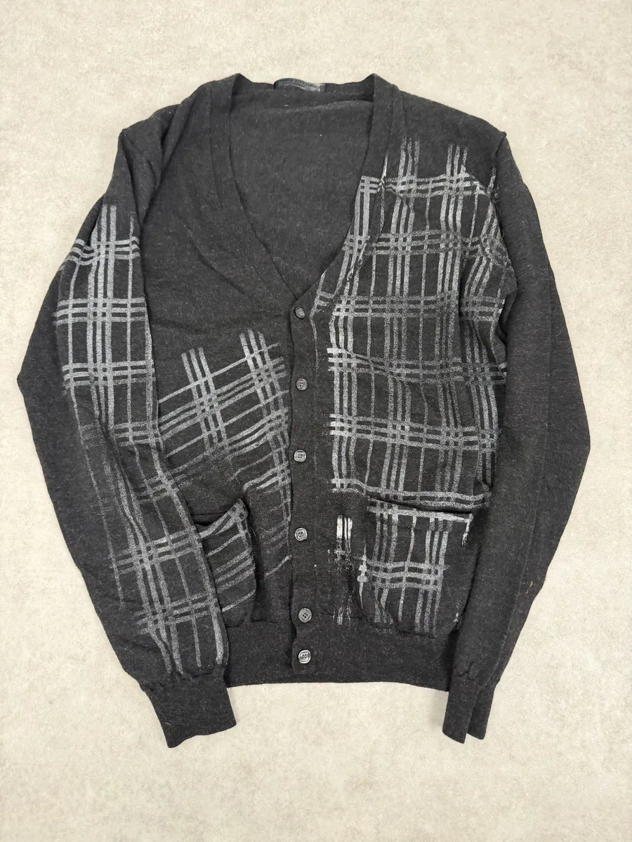 Daniele Alessandrini Black & Grey Wool Geometrical Cardigan EHBAxsT 4