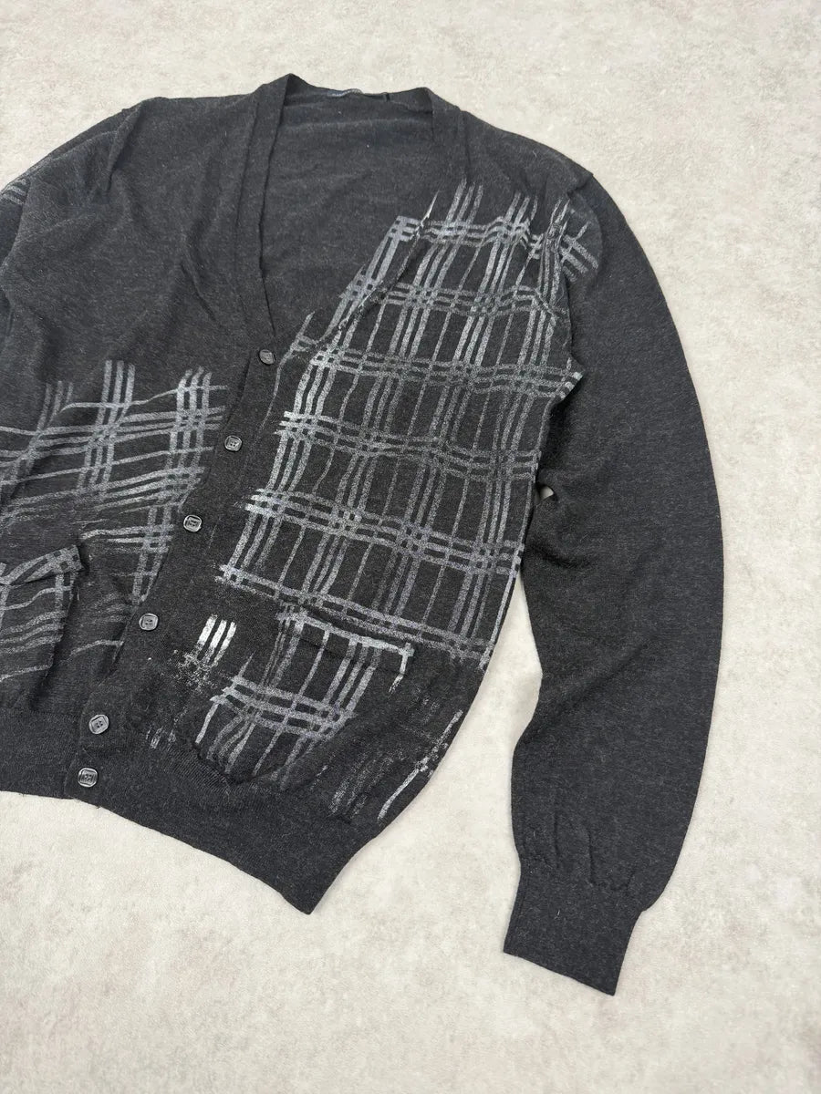 Daniele Alessandrini Black & Grey Wool Geometrical Cardigan EHBAxsT 7