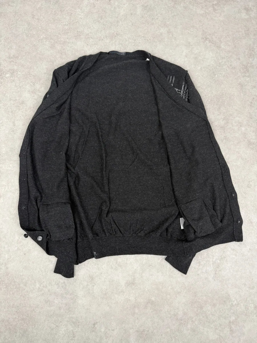 Daniele Alessandrini Black & Grey Wool Geometrical Cardigan EHBAxsT 9
