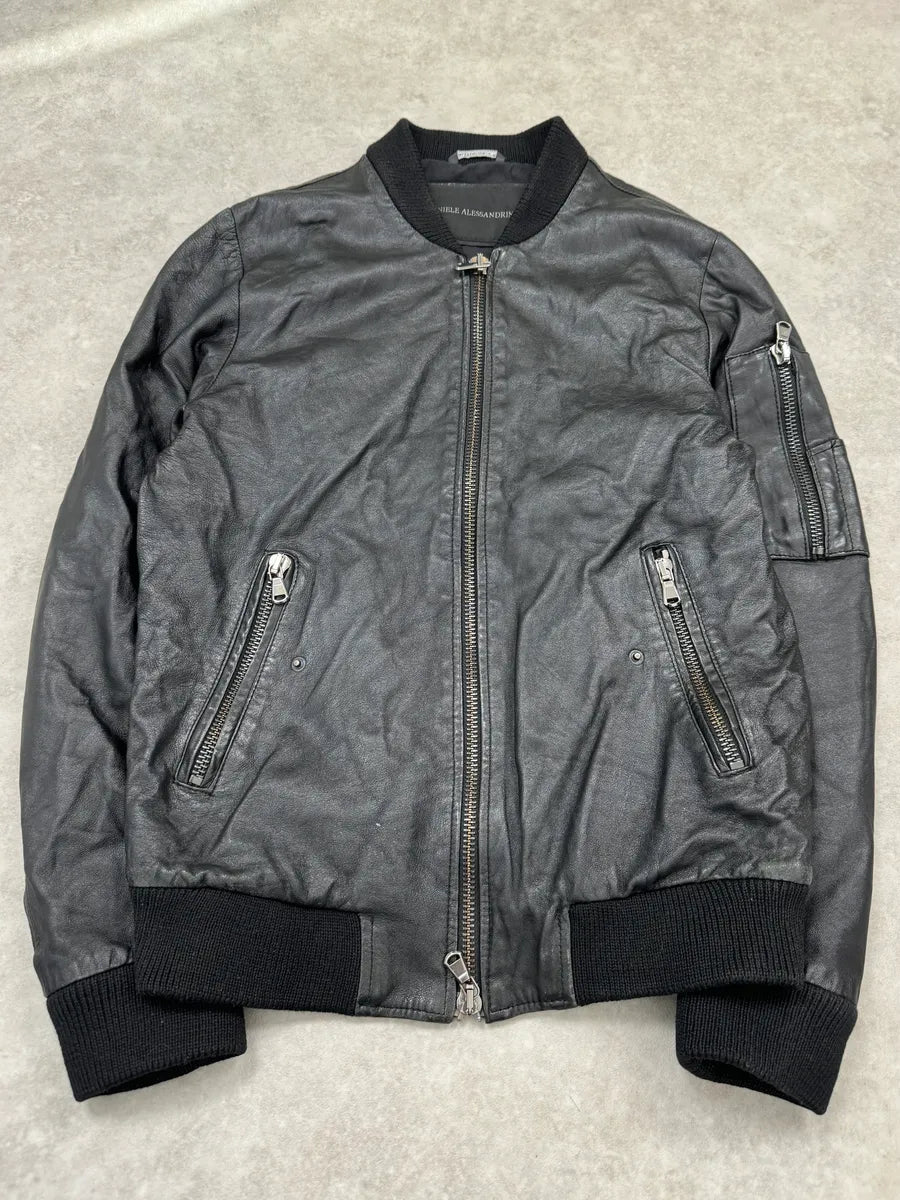 Daniele Alessandrini Black Bomber Leather Jacket CuIhzSb 0