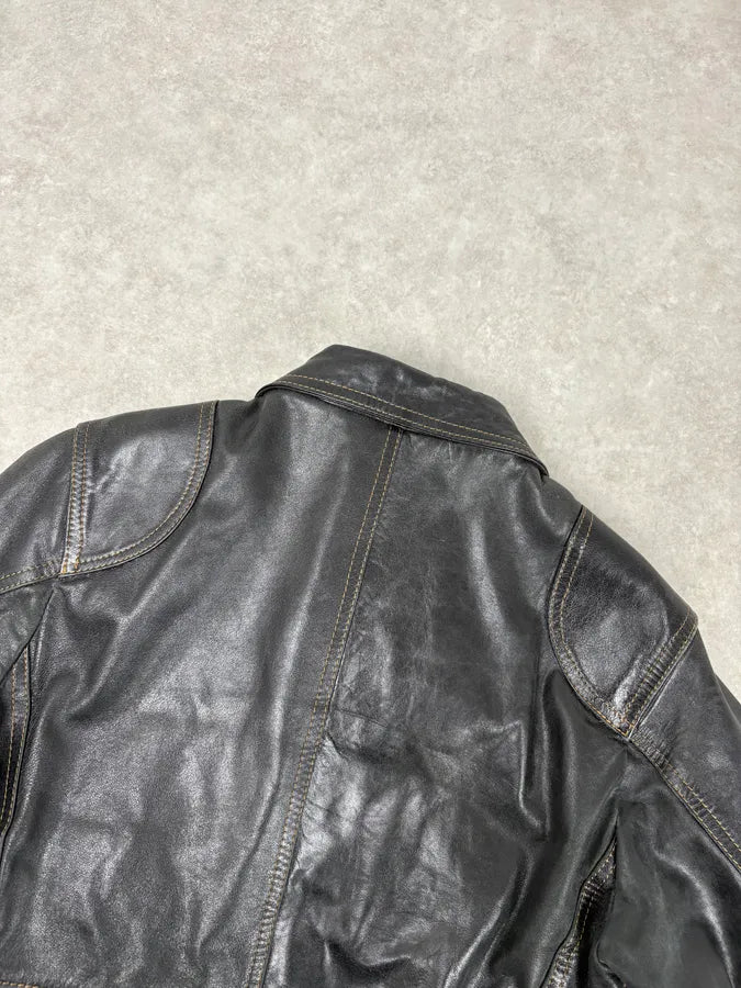 Daniele Alessandrini Black Eroded Leather Jacket SHytpUp 6