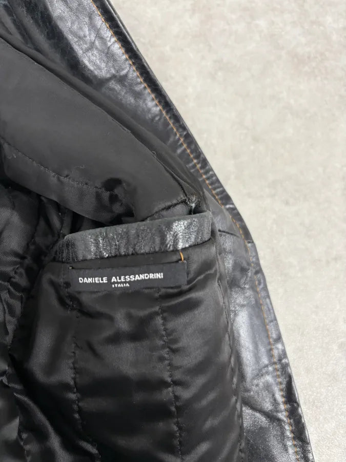 Daniele Alessandrini Black Eroded Leather Jacket SHytpUp 10