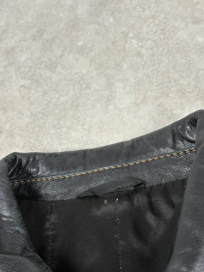 Daniele Alessandrini Black Eroded Leather Jacket SHytpUp 4