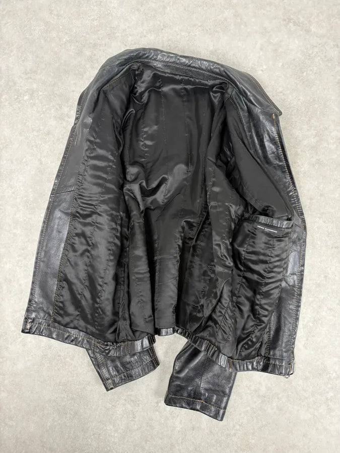 Daniele Alessandrini Black Eroded Leather Jacket SHytpUp 7