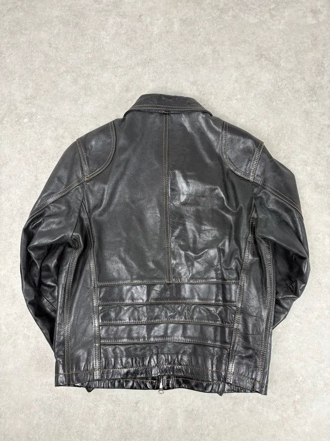 Daniele Alessandrini Black Eroded Leather Jacket SHytpUp 5