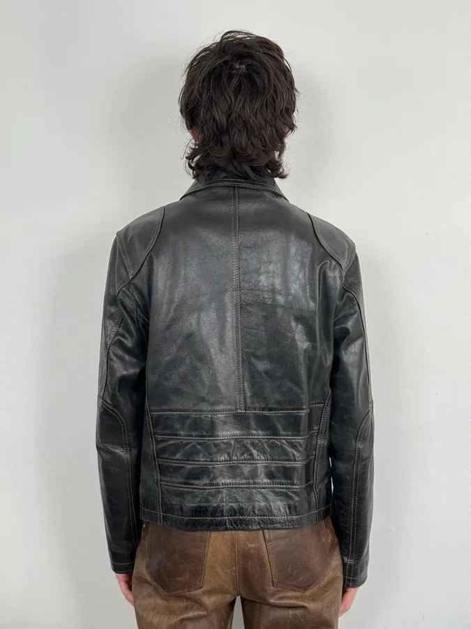 Daniele Alessandrini Black Eroded Leather Jacket SHytpUp 2