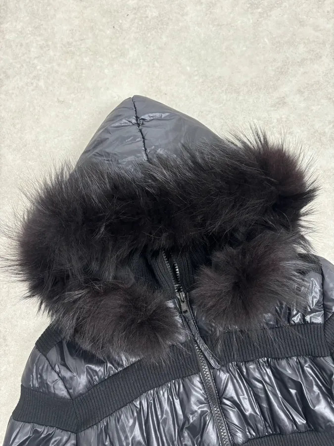 Daniele Alessandrini Black Hybrid Faux Fur Puffer Jacket FJfuQXU 3