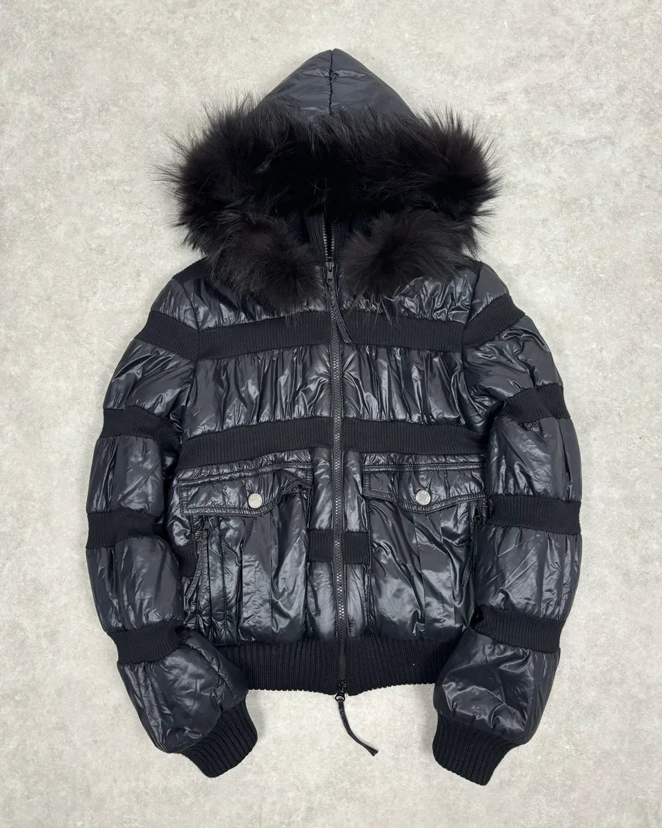 Daniele Alessandrini Black Hybrid Faux Fur Puffer Jacket FJfuQXU 0
