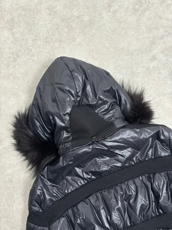 Daniele Alessandrini Black Hybrid Faux Fur Puffer Jacket FJfuQXU 5