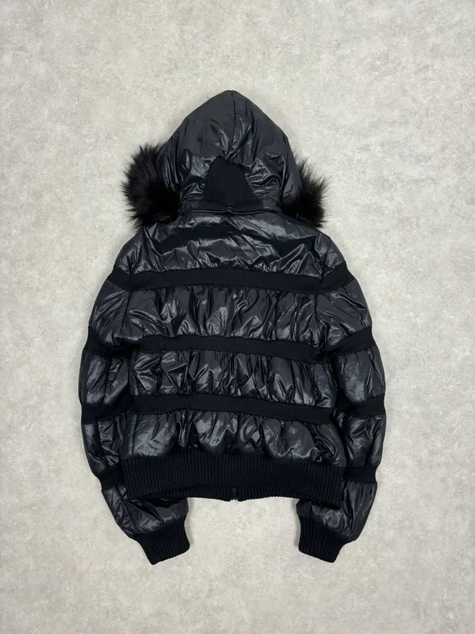 Daniele Alessandrini Black Hybrid Faux Fur Puffer Jacket FJfuQXU 4