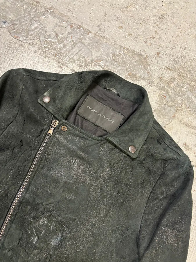 Daniele Alessandrini Black Leather Biker Jacket Distressed Size M ylhSetP 3
