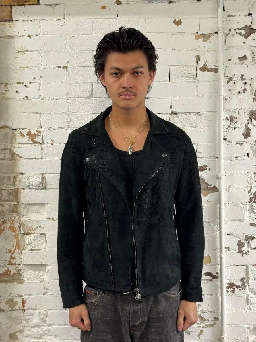 Daniele Alessandrini Black Leather Biker Jacket Distressed Size M ylhSetP 1