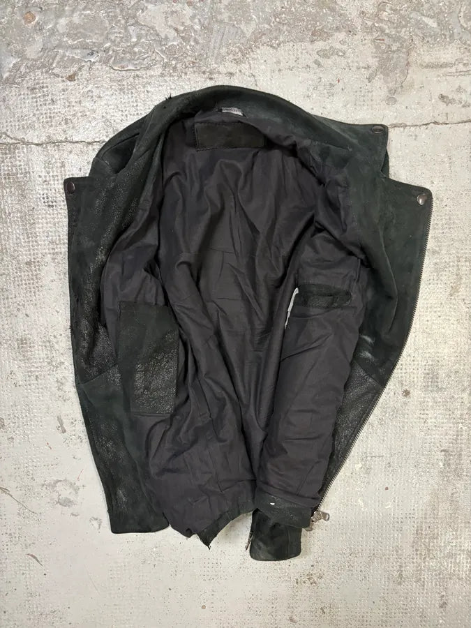 Daniele Alessandrini Black Leather Biker Jacket Distressed Size M ylhSetP 8